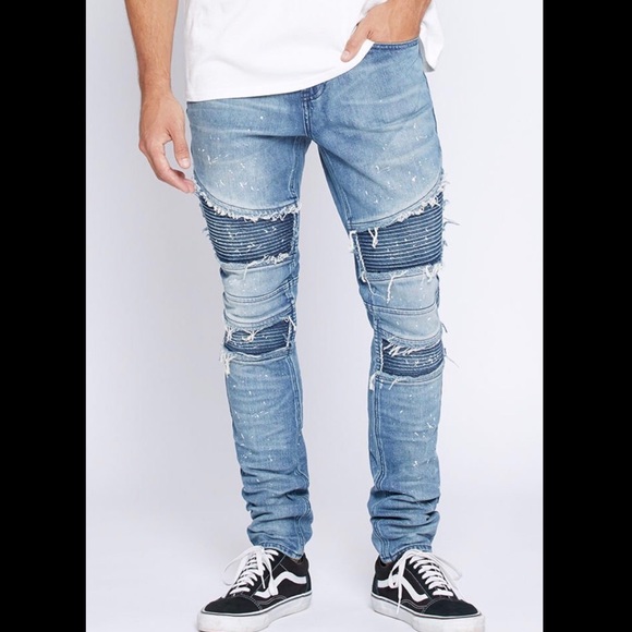 Pacsun Indigo Paint Drop Skinny Jeans 